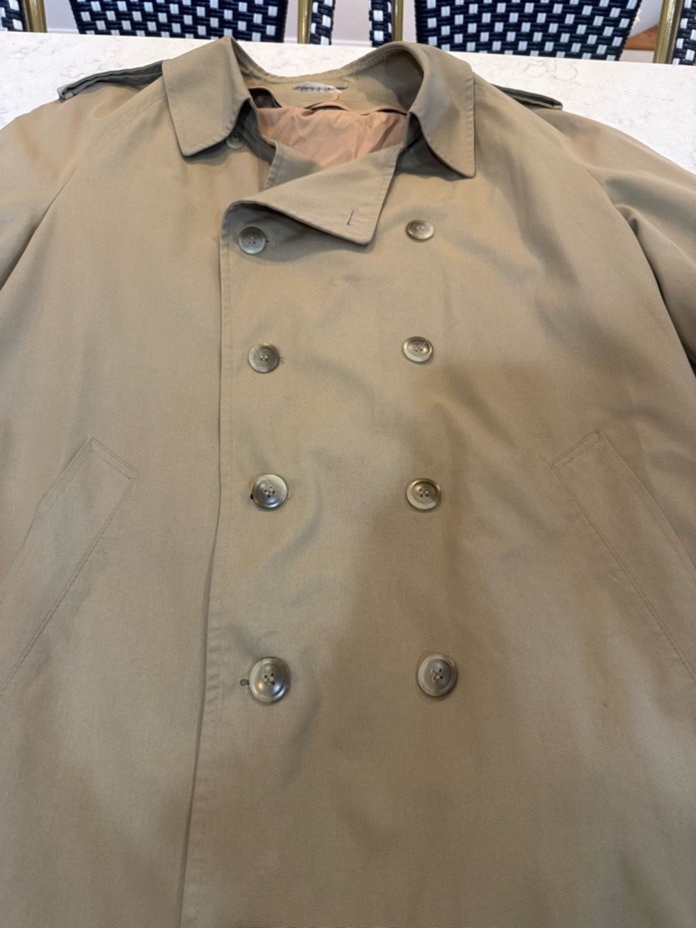 Classic Men's Double-Breasted Trench Coat - Khaki XL